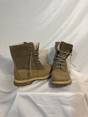 Timberland Wheat/Tan Suede Shearling Lace-Up Work Boots